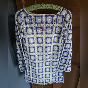 Chelsea Violet Twiggy Crochet Lace Granny Square Shift Dress Beach Wedding New